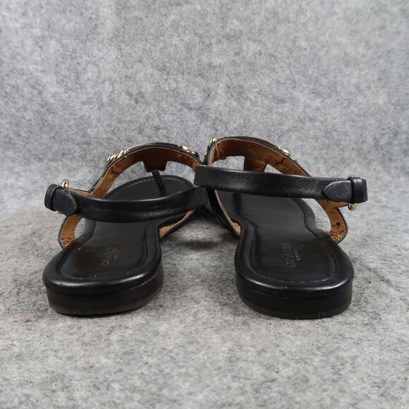 Coach Shoes Womens 7 Sandals Matte Leather Slingback Logo Fashion Caterine Black - Picture 6 of 15